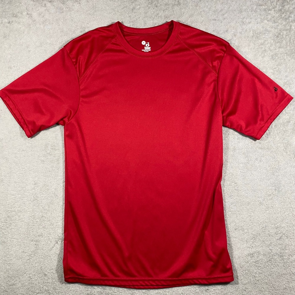 Badger Sport Performance Tee Mens Medium Red Short Sleeve Raglan Shirt